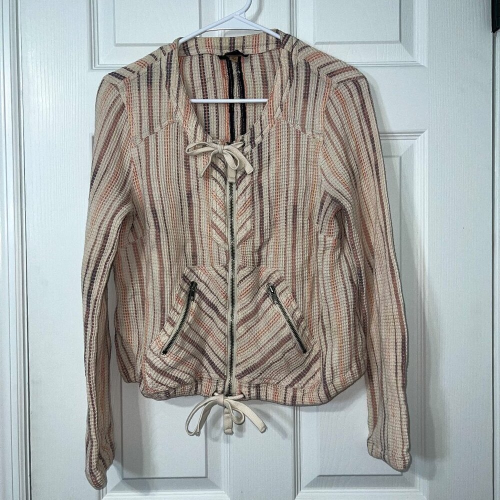 Free People Baja Waffle Knit Drawstring Jacket Size S - Picture 1 of 5